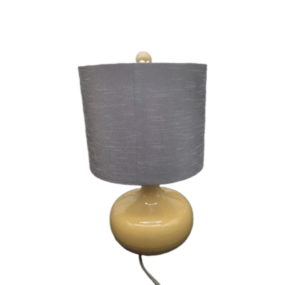 Yellow Ceramic Table Lamp with Gray Shade